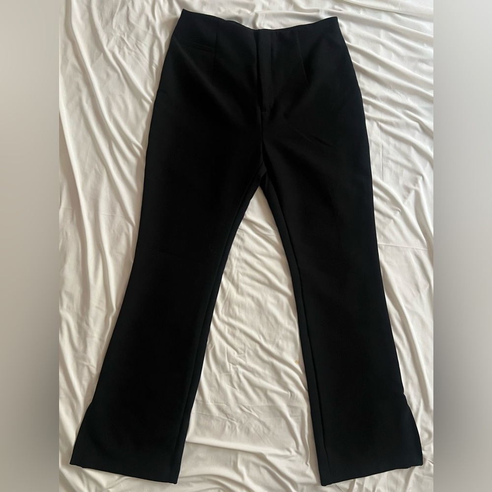 Sleek Black Flare Pants With Side Slits for Effortless Style